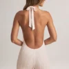 Shelly Modal ribbet ryggløs playsuit i stripeprint