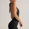 Shelly Modal ribbet ryggløs playsuit i svart