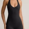 Shelly Modal ribbet ryggløs playsuit i svart