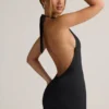 Shelly Modal ribbet ryggløs playsuit i svart