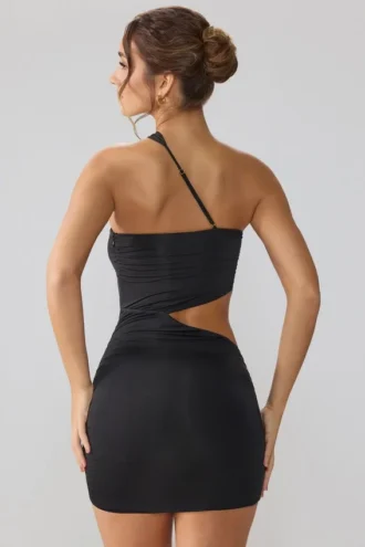 Shyla Slinky Jersey Ruched Cut Out minikjole i svart
