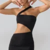 Shyla Slinky Jersey Ruched Cut Out minikjole i svart