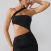 Shyla Slinky Jersey Ruched Cut Out minikjole i svart