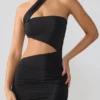 Shyla Slinky Jersey Ruched Cut Out minikjole i svart