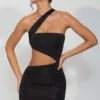 Shyla Slinky Jersey Ruched Cut Out minikjole i svart