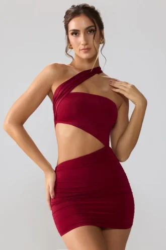 Shyla Slinky Jersey Ruched Cut Out Minikjoler i Ruby