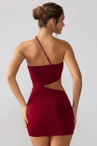 Shyla Slinky Jersey Ruched Cut Out Minikjoler i Ruby