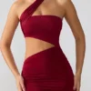 Shyla Slinky Jersey Ruched Cut Out Minikjoler i Ruby