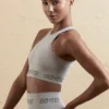 Sømløs crop-top med racerrygg i sølv