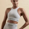 Sømløs crop-top med racerrygg i sølv
