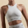Sømløs crop-top med racerrygg i sølv