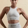 Sømløs crop-top med racerrygg i sølv