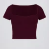 Soft Active crop-top med hjerteformet utringning i burgunder