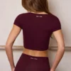 Soft Active crop-top med hjerteformet utringning i burgunder