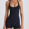 Soft Active halterneck-unitard i svart