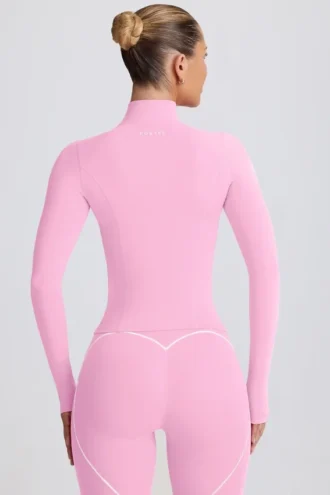 Soft Active-jakke med glidelås i babyrosa