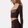 Soft Active kort topp med vridd front i farge Espresso