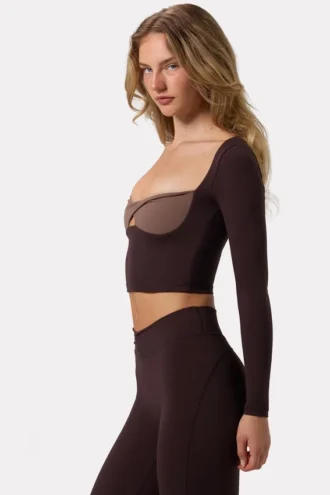 Soft Active kort topp med vridd front i farge Espresso