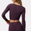 Soft Active kort topp med vridd front i fargen Plum