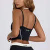 Soft Active lagdelt, kort tank-top i svart