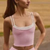 Soft Active lagdelt tank-top i pudderrosa