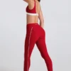 Soft Active-leggings med kontrastdetaljer i mørkerød