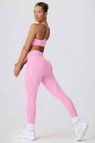 Soft Active leggings med middels høy midje i babyrosa