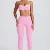 Soft Active leggings med middels høy midje i babyrosa