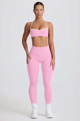 Soft Active leggings med middels høy midje i babyrosa