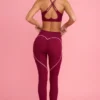 Soft Active leggings med middels høy midje i burgunder
