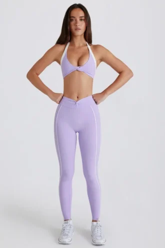 Soft Active-leggings med vridd front i lilla