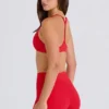 Soft Active Pocket V-Waist Mini Shorts i jordbærrød
