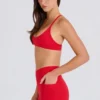 Soft Active Pocket V-Waist Mini Shorts i jordbærrød