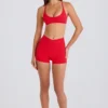 Soft Active Pocket V-Waist Mini Shorts i jordbærrød