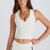 Soft Active Polo Crop Top i elfenben
