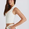 Soft Active Polo Crop Top i elfenben