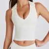 Soft Active Polo Crop Top i elfenben