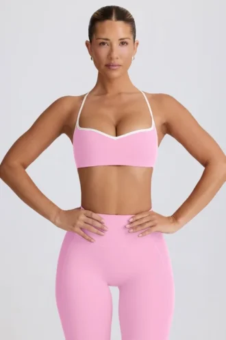 Soft Active sports-BH med hjerteformet utringning i babyrosa