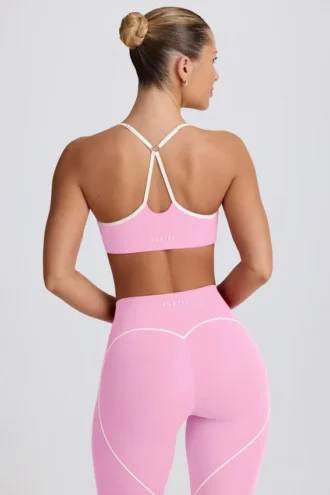 Soft Active sports-BH med hjerteformet utringning i babyrosa