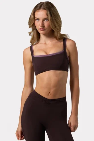 Soft Active sports-BH med sømdetaljer i Espresso