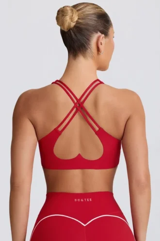 Soft Active sports-BH med V-hals i Hot Red