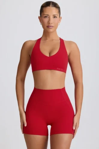 Soft Active sports-BH med V-hals i Hot Red