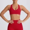 Soft Active sports-BH med V-hals i Hot Red