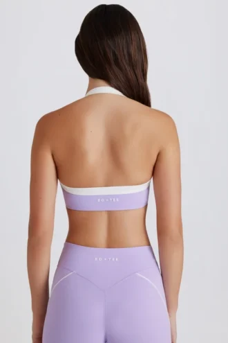 Soft Active sports-BH med vridd front og halterneck i lilla