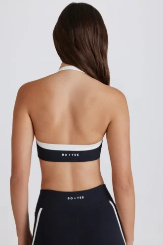 Soft Active sports-BH med vridd front og halterneck i svart