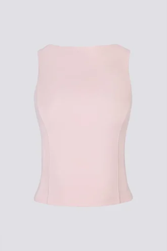 Soft Active-tanktop med båthals og åpen rygg i ballettrosa