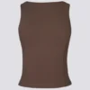 Soft Active-tanktop med båthals og åpen rygg i farge Cocoa