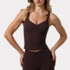 Soft Active-tanktop med hjertehals i fargen Espresso