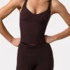 Soft Active-tanktop med hjertehals i fargen Espresso