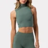 Soft Active-tanktop med høyhals i khaki